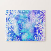 Waterverf blauwe sneeuwvlokken legpuzzel (Horizontaal)