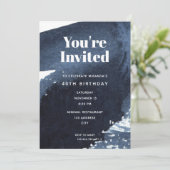 Waterverf blauwe splash Bold Typografie Birthday Kaart (Staand voorkant)