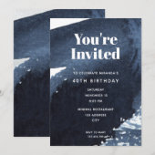 Waterverf blauwe splash Bold Typografie Birthday Kaart (Voorkant / Achterkant)