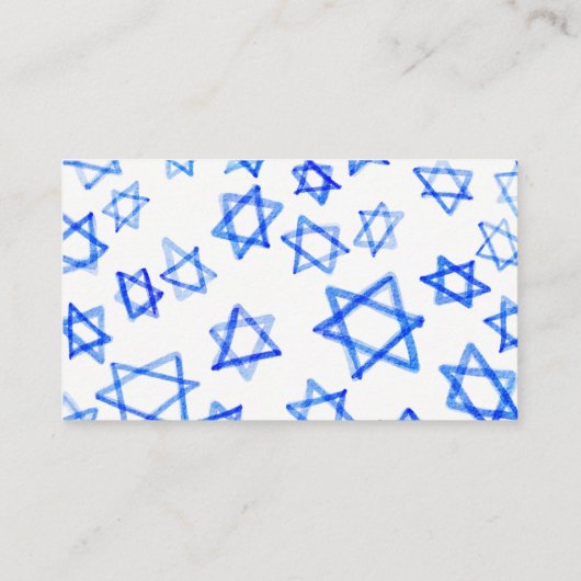 Waterverf Blauwe Ster van David Bar Bat Mitswa Plaatskaartje (Achterkant)