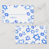 Waterverf Blauwe Ster van David Bar Bat Mitswa Plaatskaartje (Voorkant / Achterkant)
