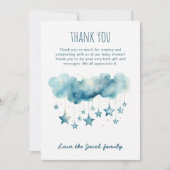 Waterverf blauwe sterrenhemel dank u bedankkaart (Voorkant)