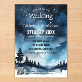 Waterverf Blauwe Sterrennacht Sky Celestial Bruilo Acryl Uitnodigingen (Voorkant)