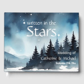 Waterverf Blauwe Sterrennacht Sky Celestial Bruilo Gastenboek (Voorkant)