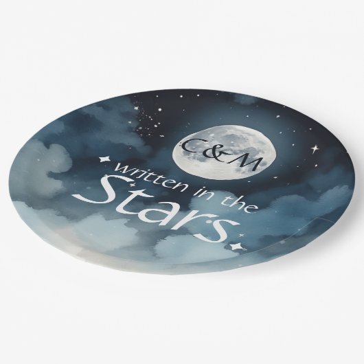 Waterverf Blauwe Sterrennacht Sky Celestial Bruilo Papieren Bordje (Gekanteld)