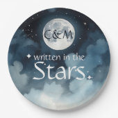 Waterverf Blauwe Sterrennacht Sky Celestial Bruilo Papieren Bordje (Voorkant)