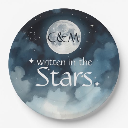 Waterverf Blauwe Sterrennacht Sky Celestial Bruilo Papieren Bordje (Voorkant)