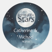 Waterverf Blauwe Sterrennacht Sky Celestial Bruilo Ronde Sticker (Voorkant)