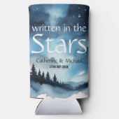 Waterverf Blauwe Sterrennacht Sky Celestial Bruilo Seltzer Blikjeskoeler (Achterkant)