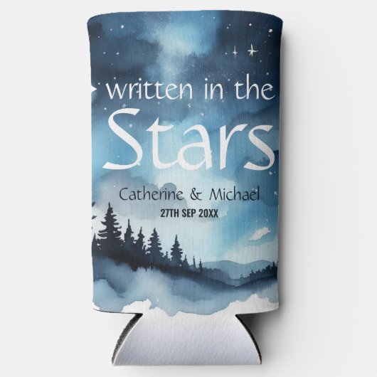 Waterverf Blauwe Sterrennacht Sky Celestial Bruilo Seltzer Blikjeskoeler (Voorkant)