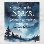 Waterverf Blauwe Sterrennacht Sky Celestial Bruilo Wijn Etiket (Enkel label)