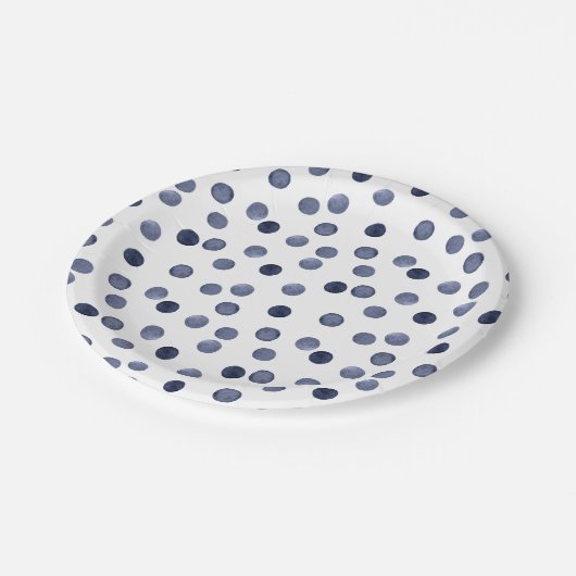 WATERVERF . Blauwe stip. Papieren Bordje (Gekanteld)