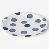WATERVERF . Blauwe stip. Papieren Bordje (Gekanteld)
