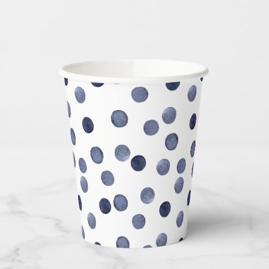WATERVERF . Blauwe stip. Papieren Bordje Papieren Bekers (Links)