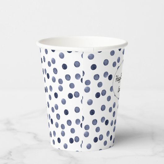 WATERVERF . Blauwe stip. Papieren Bordje Papieren Bekers (Rechts)