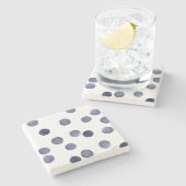 WATERVERF . Blauwe stip. Stenen Onderzetter (Zijkant)