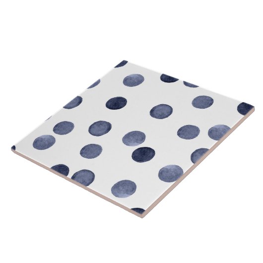 WATERVERF . Blauwe stip. Tegeltje (Zijkant)