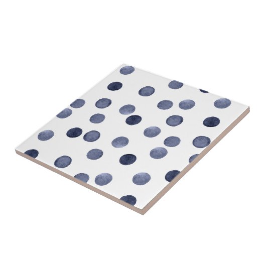 WATERVERF . Blauwe stip. Tegeltje (Zijkant)