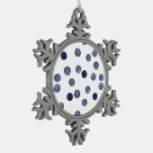 WATERVERF . Blauwe stip. Tin Sneeuwvlok Ornament (Links)