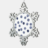 WATERVERF . Blauwe stip. Tin Sneeuwvlok Ornament (Rechts)