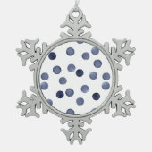 WATERVERF . Blauwe stip. Tin Sneeuwvlok Ornament (Voorkant)
