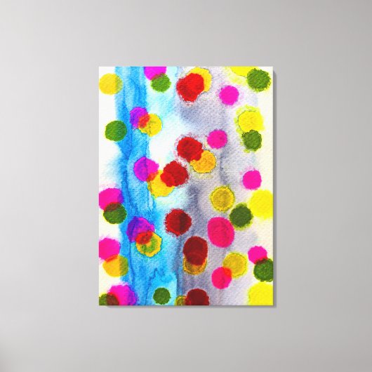 Waterverf blauwe stippen abstract canvas afdruk (Voorkant)