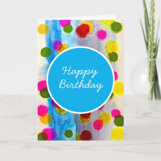 Waterverf blauwe stippen abstract kaart (Voorkant)