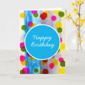 Waterverf blauwe stippen abstract kaart (Gele Bloem)