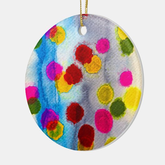 Waterverf blauwe stippen abstract keramisch ornament (Links)