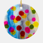 Waterverf blauwe stippen abstract keramisch ornament (Achterkant)