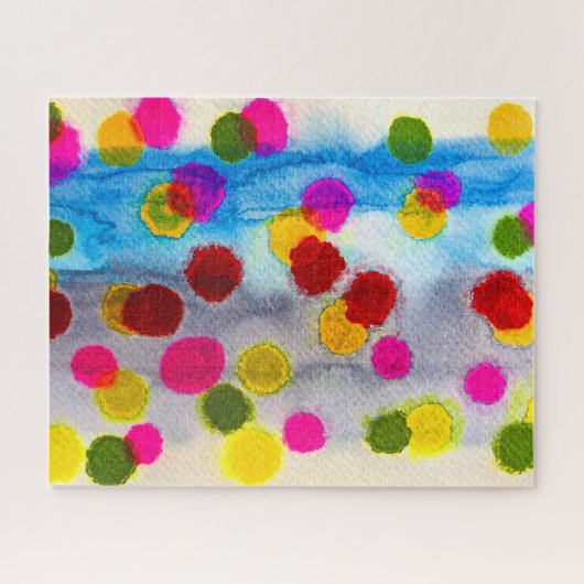 Waterverf blauwe stippen abstract legpuzzel (Horizontaal)