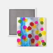 Waterverf blauwe stippen abstract magneet (Voorkant / Achterkant)