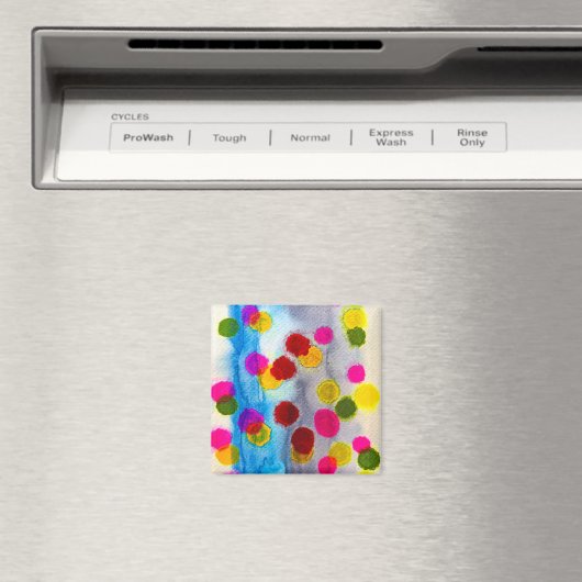 Waterverf blauwe stippen abstract magneet (Insitu (Vaatwasser))