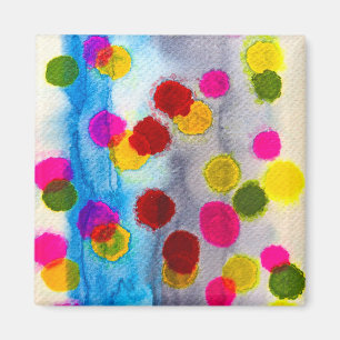 Waterverf blauwe stippen abstract magneet