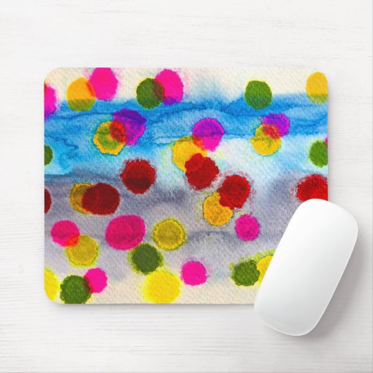 Waterverf blauwe stippen abstract muismat (Met muis)