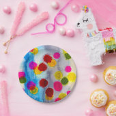 Waterverf blauwe stippen abstract papieren bordje (Feest)