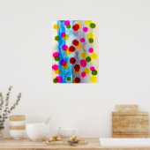 Waterverf blauwe stippen abstract poster (Keuken)