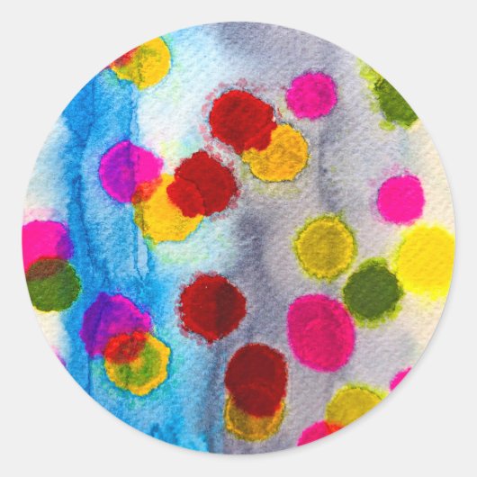 Waterverf blauwe stippen abstract ronde sticker (Voorkant)