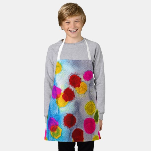 Waterverf blauwe stippen abstract schort (Gedragen)