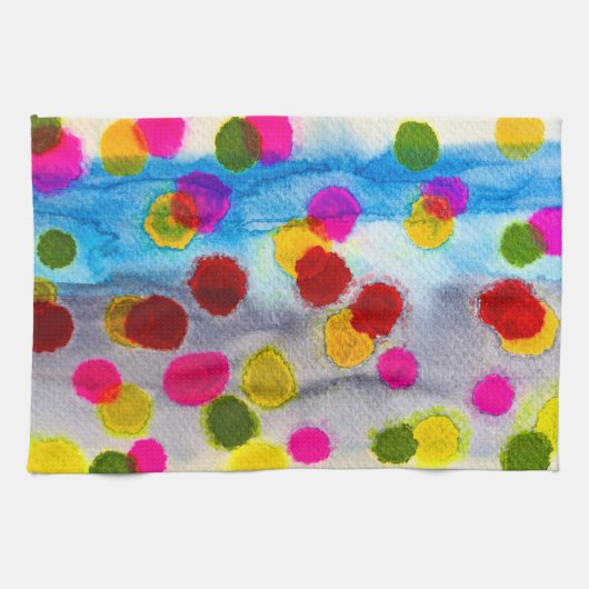 Waterverf blauwe stippen abstract theedoek (Horizontaal)