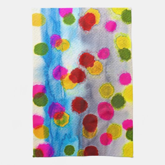 Waterverf blauwe stippen abstract theedoek (Verticaal)