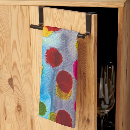 Waterverf blauwe stippen abstract theedoek (Derde Gevouwen)