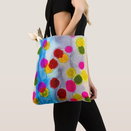 Waterverf blauwe stippen abstract tote bag (Dichtbij)