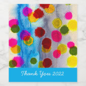 Waterverf blauwe stippen abstract wijn etiket (Enkel label)