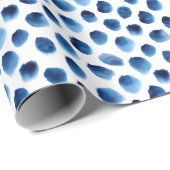 Waterverf Blauwe Stippen: Hand geschilderd Naadloo Cadeaupapier (Rol Hoek)