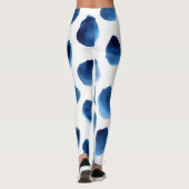 Waterverf Blauwe Stippen: Hand geschilderd Naadloo Leggings (Achterkant)