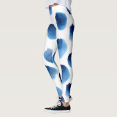 Waterverf Blauwe Stippen: Hand geschilderd Naadloo Leggings (Links)