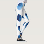 Waterverf Blauwe Stippen: Hand geschilderd Naadloo Leggings (Rechts)