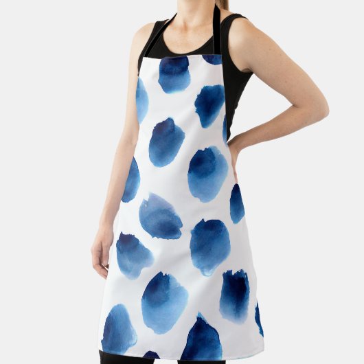 Waterverf Blauwe Stippen: Hand geschilderd Naadloo Schort (Insitu)