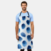 Waterverf Blauwe Stippen: Hand geschilderd Naadloo Schort (Gedragen)